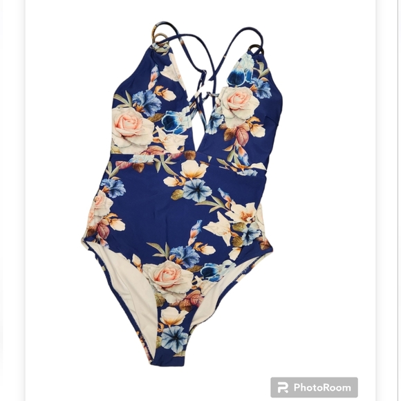 Cupshe Floral Plunge Front One Piece Swimsuit - XL - Picture 3 of 7